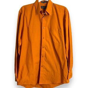 Daniel Ellissa Button Up Shirt Men's Size 15.5 Orange Long Sleeve Casual FLAWED